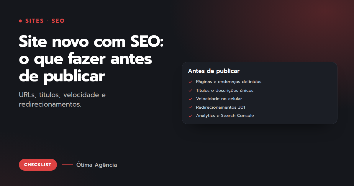 Capa do artigo: Site novo com SEO: o que fazer antes de publicar