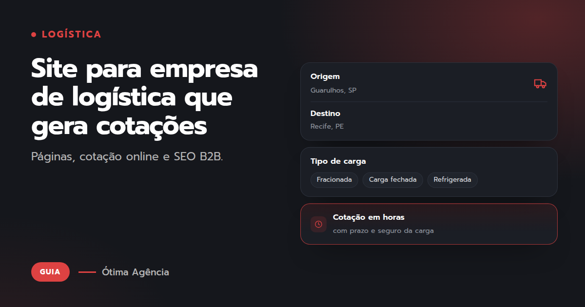 Capa do artigo: Site para empresa de logística que gera cotações