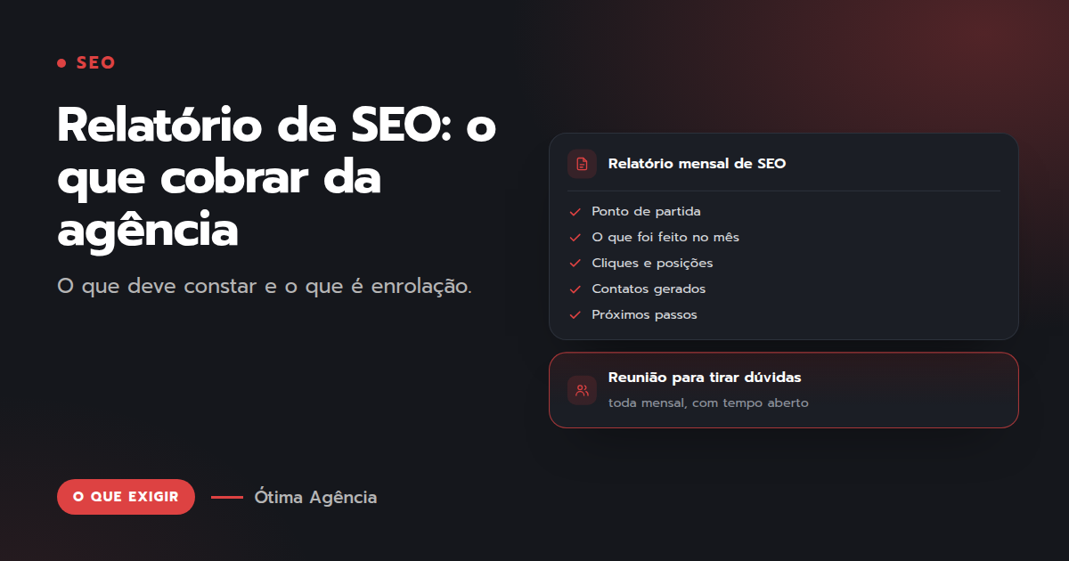 Capa do artigo: Relatório de SEO: o que cobrar da agência