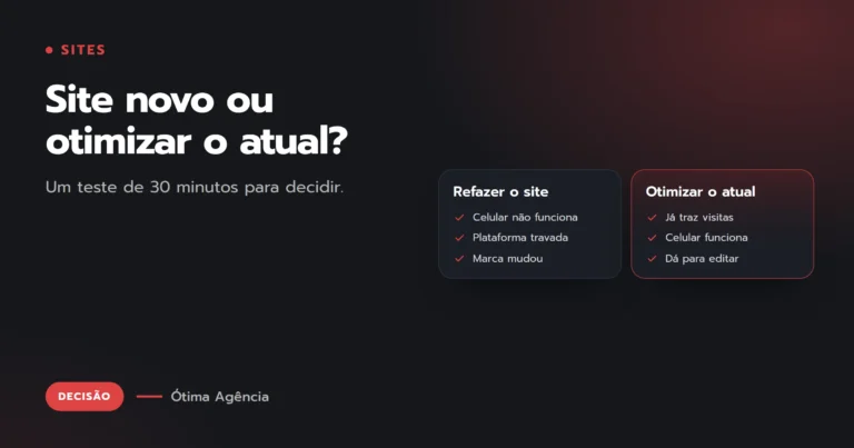 Site novo ou otimizar o atual? Como decidir sem gastar à toa