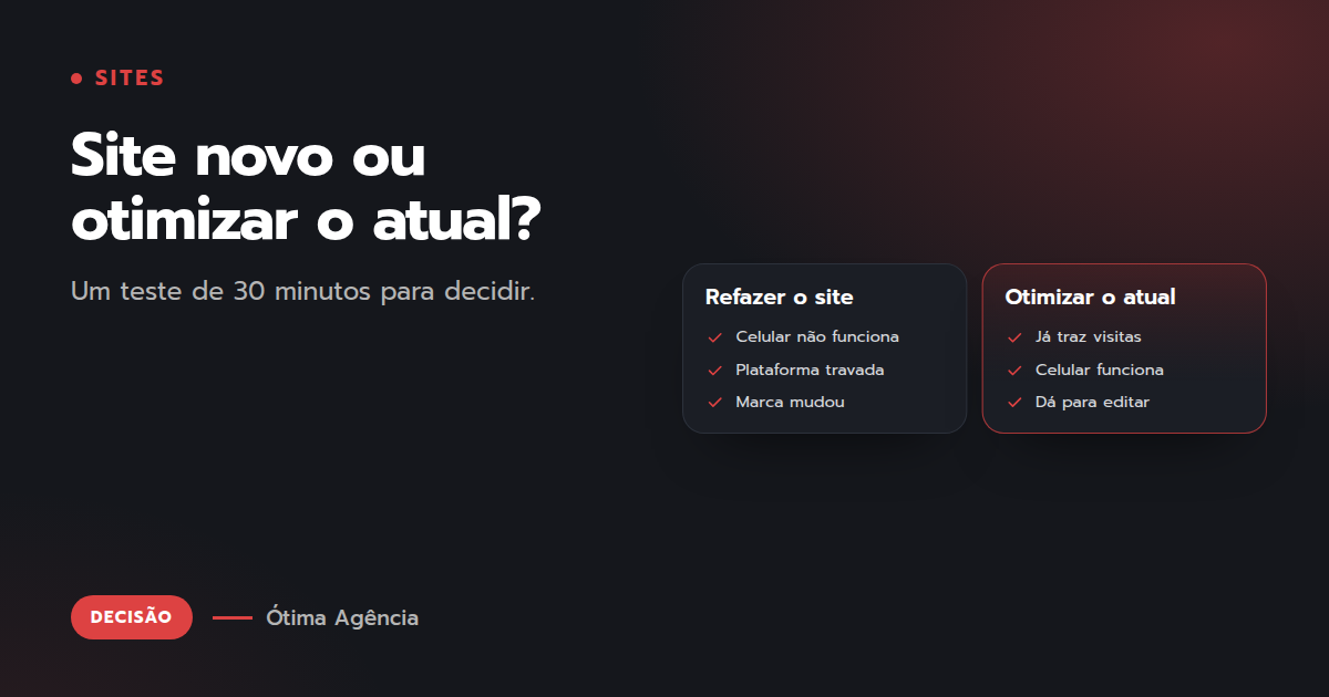 Capa do artigo: Site novo ou otimizar o atual?